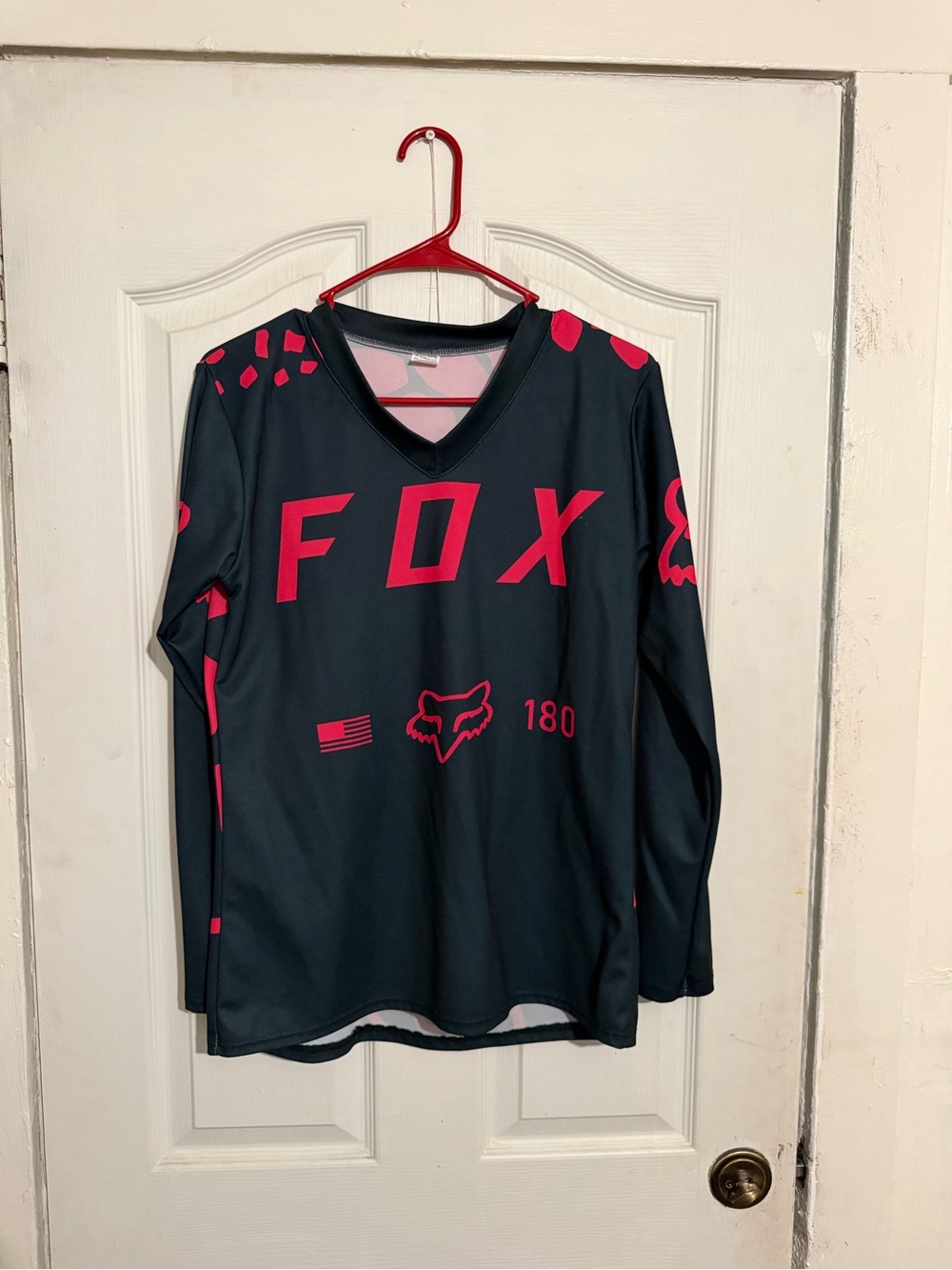 Fox Black and Pink Long Sleeve Kids Jersey